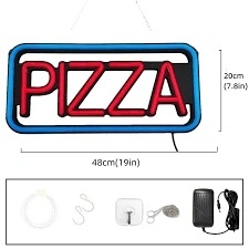 50x25 CM Semn luminos tip neon LED, Panou geam PIZZA, Firma reclama LED, alimentare 220V - Img 4