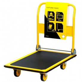 Carucior de marfa (300KG), Platforma incarcare 90x60 CM, Carut pliabil de mana, Liza 4 roti, Industrial