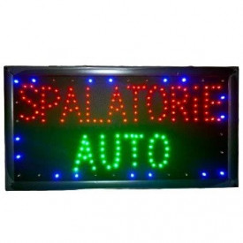 Firma luminoasa `SPALATORIE AUTO` 50x25cm cu becuri LED pentru evidentiat locatia