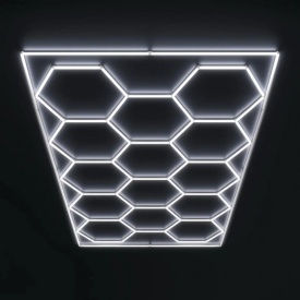 Lampa LED plafon tip neon hexagon X14, 6W per latura, Plafoniera tavan lumina alba service frizerie garaj - Img 2