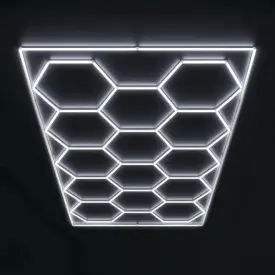 Lampa LED plafon tip neon hexagon X14, 6W per latura, Plafoniera tavan lumina alba service frizerie garaj - Img 2