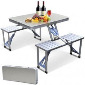 Masa tip geanta aluminiu camping 4 persoane, pliabila 86x34x10cm - Img 1