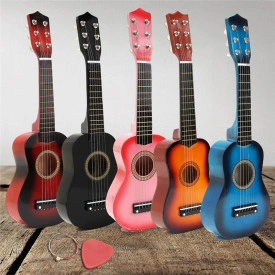Mini chitara acustica 6 corzi pentru copii, 21" 53x18cm, Jucarie 1/8 Ukulele - Img 5