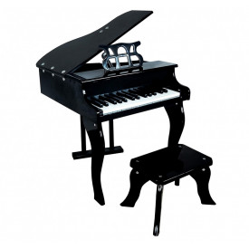 Mini Pian pentru copii, 30 Clape (tip xilofon), Lemn mesteacan MDF+ABS, Scaun inclus, Negru, Pianina Clapa Grand Piano - Img 1