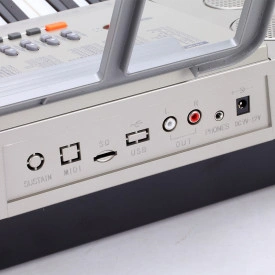 Orga electronica invatat 61 clape YM-823 + Stativ reglabil, USB, RCA, 100 ritmuri/tonuri - Img 3
