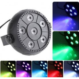 PAR LED Mini 6 x 3W RGB, Proiector lumini party multicolor, Senzor sunet - Img 1