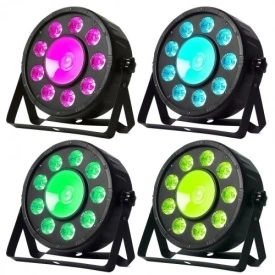 Proiector lumini disco club PAR-LED Slim 10x10W RGB, Microfon incorporat, Panou comanda, DMX
