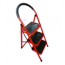 Scara otel cu 3 trepte late platforma 30x20cm, Inaltime de la podea: 70cm, max 120kg, Rosie - Img 2