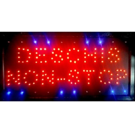 Semn geam magazin cu becuri LED text "Deschis Non Stop", Firma luminoasa 50x25cm interior