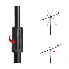 Stativ trepied microfon, Suport podea basic, Inaltime reglabila 90-190cm - Img 3