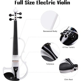 Vioara electrica 4/4 cu geanta si arcus, Vioara electronica intreaga pentru incepatori si adulti - Img 4