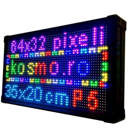 35x20 CM Semn luminos LED P5 programabil aplicatie telefon, Reclama firma display 64x32 pixeli - Img 1