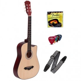 Chitara Acustica Exersat 4/4 96Cm 38" + Curea umar + 6 Corzi Metalice rezerva + Pana