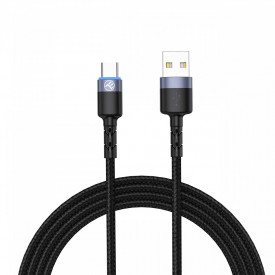 Incarcator priza 220V 18W Kruger&Matz Quick Charger + Cablu cu LED Tellur, Textil Coat (Lightning, USB-C, MicroUSB) - Img 5