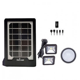 Kit PowerBank cu Panou solar CCLAMP CL08 + 2 Proiectoare LED, Port USB incarcare - Img 1
