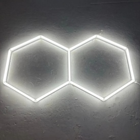 Lampa LED plafon tip neon hexagon X2, 6W per latura, Plafoniera tavan lumina alba service frizerie garaj