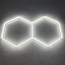 Lampa LED plafon tip neon hexagon X2, 6W per latura, Plafoniera tavan lumina alba service frizerie garaj