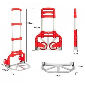 Liza transport tip troller 75KG, Carucior pentru marfa pliabil cu roti, 60 - 100cm - Img 2