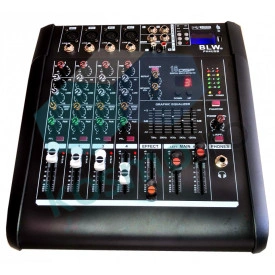 Mixer amplificat audio bluetooth 4 canale 2x250W, Consola DJ amplificare boxe pasive, Afisaj digital, USB
