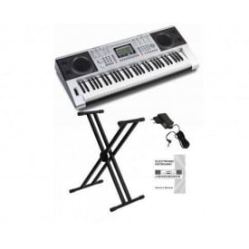 Orga electronica 61 clape sensitive tip pian XY-332 + Stativ reglabil, USB, MIDI, Display tastatura - Img 1