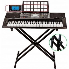 Orga electronica MK-812 + Suport dublu X, 61 Clape Touch-Sensitive, USB, 600 timbre, Reglaj Pitch Bend si Vibrato