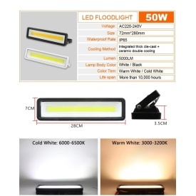 Proiector liniar LED 50W IP65 Exterior Lampa multiled iluminat arhitectural fatade 6500K - Img 3