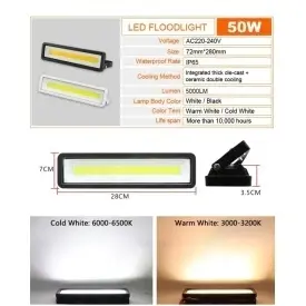 Proiector liniar LED 50W IP65 Exterior Lampa multiled iluminat arhitectural fatade 6500K - Img 3