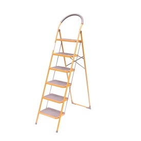 Scara otel 6 trepte late platforma 35x25cm, Inaltime de la podea: 150 cm, max 125kg, Rosie