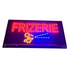 Semn luminos LED cu mesaj: Frizerie, Firma reclama luminoasa geam vitrina coafor barber shop