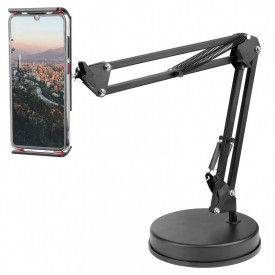 Suport tip foarfeca Brat flexibil suspensie, Baza robusta, Stativ masa tableta/telefon(smartphone) Ipad, Stand articulat - Img 1
