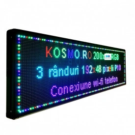 200x55 CM Panou Publicitar LED RGB Reclama Firma Luminoasa programabila telefon (192x48 pixeli LED P10) - Img 2