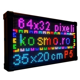 35x20 CM Semn luminos LED P5 programabil aplicatie telefon, Reclama firma display 64x32 pixeli - Img 2