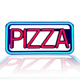 50x25 CM Semn luminos tip neon LED, Panou geam PIZZA, Firma reclama LED, alimentare 220V