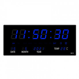 Ceas digital LED 36x15cm Albastru / Verde, Calendar, Temperatura, Secundar - Img 4