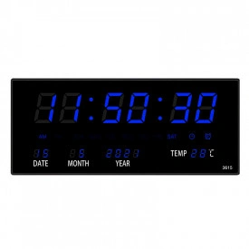 Ceas digital LED 36x15cm Albastru / Verde, Calendar, Temperatura, Secundar - Img 4