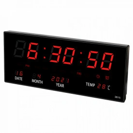 Ceas electronic digital perete 36x15CM cu afisaj LED ora/minut/secunda, data, temperatura, cronometru, secundar, 3615 - Img 5