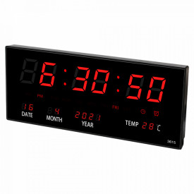 Ceas electronic pentru perete 36x15CM cu afisaj digital LED ora/minut/secunda, data, temperatura, cronometru, secundar - Img 5
