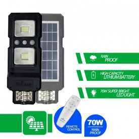 Felinar LED Alee cu Panou solar, Lampa 70W, Proiector strada, gradina - Acumulator, Senzor - Img 6