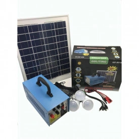 Kit Acumulator solar 12V 12A GD-8018 Baterie cu priza 220V + Panou 18V 20W + 3 Becuri LED - Img 2
