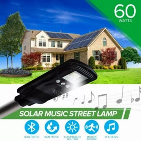 Lampa alee LED 60W cu Boxa Bluetooth, Panou solar integrat, Senzor lumina si miscare, CL181 - Img 4