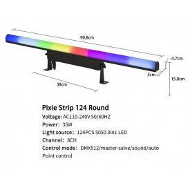 LED-BAR Multicolor 124 x Bec LED RGBW 5050, Ecran curbat, mat, 91CM, Senzor sunet, DMX In/Out - Img 7