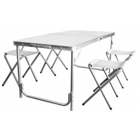 Masa pliabila tip geanta cu 4 scaune camping 120x60cm, inaltime reglabila 55-70cm, terasa gradina picnic - Img 2