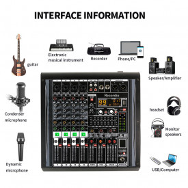 Mixer audio 4 canale amplificat 2 x 450W, Bluetooth, USB, 99 Efecte digitale, Consola DJ boxe - Img 2