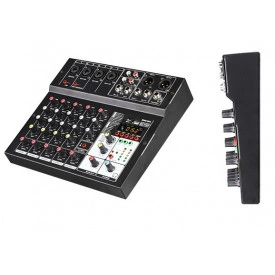 Mixer neamplificat 6 canale, USB Bluetooth, 48V Phantom Power, 24 efecte