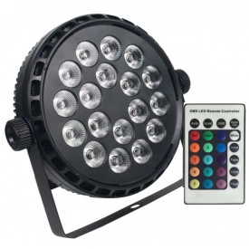 PAR-LED 18 Becuri 1W, Telecomanda, Lumini disco scena party, Microfon incorporat