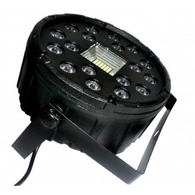 PAR-LED 18 x 3W LED RGB + 24 Becuri SMD Stroboscop albe, DMX, Microfon integrat - Img 3