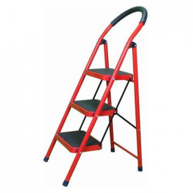 Scara otel cu 3 trepte late platforma 30x20cm, Inaltime de la podea: 70cm, max 120kg, Rosie - Img 3