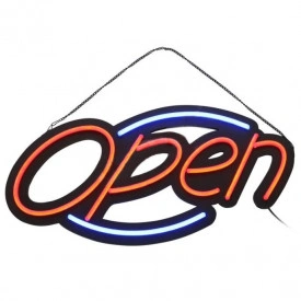 Semn luminos vitrina tip neon `OPEN` 55x30cm, Panou LED Firma luminoasa, Reclama geam strada p bar magazin club frizerie