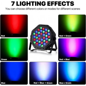 Set 2 bucati PAR LED 36 Becuri (1W), Telecomanda, Proiector lumini scena disco club party strobo - Img 5