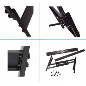 Stativ tip Z Universal + Scaun pian pliabil, Suport metalic orga electronica cu Inaltime reglabila - Img 4
